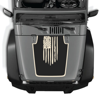 CarCode Jeep Wrangler JK/JKU hood decal in style #05, black graphic sticker on the vehicle's hood for a customized look