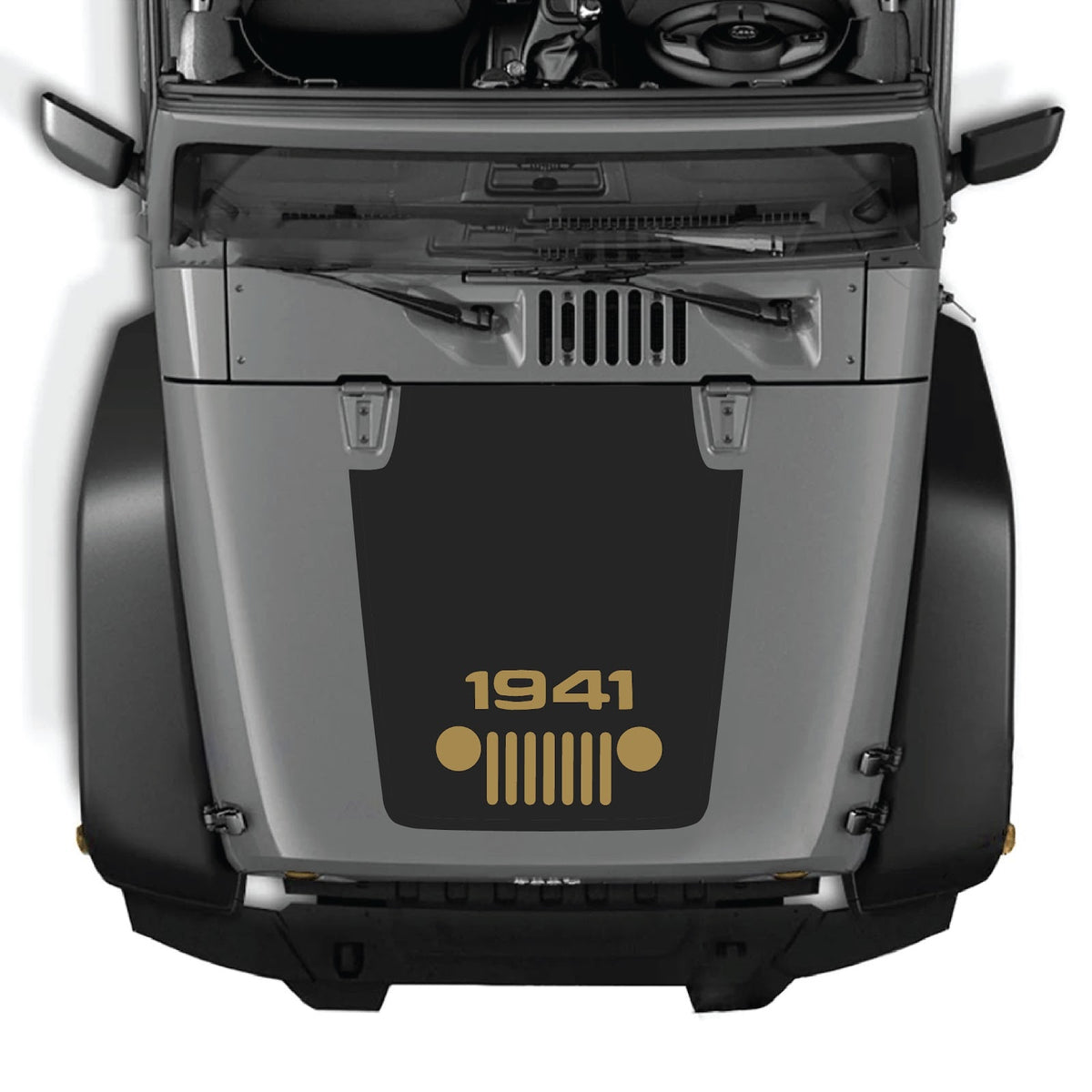 CarCode Jeep Wrangler JK/JKU hood decal Style #55, black and white graphic design on vehicle hood, for 2007-2018 models.