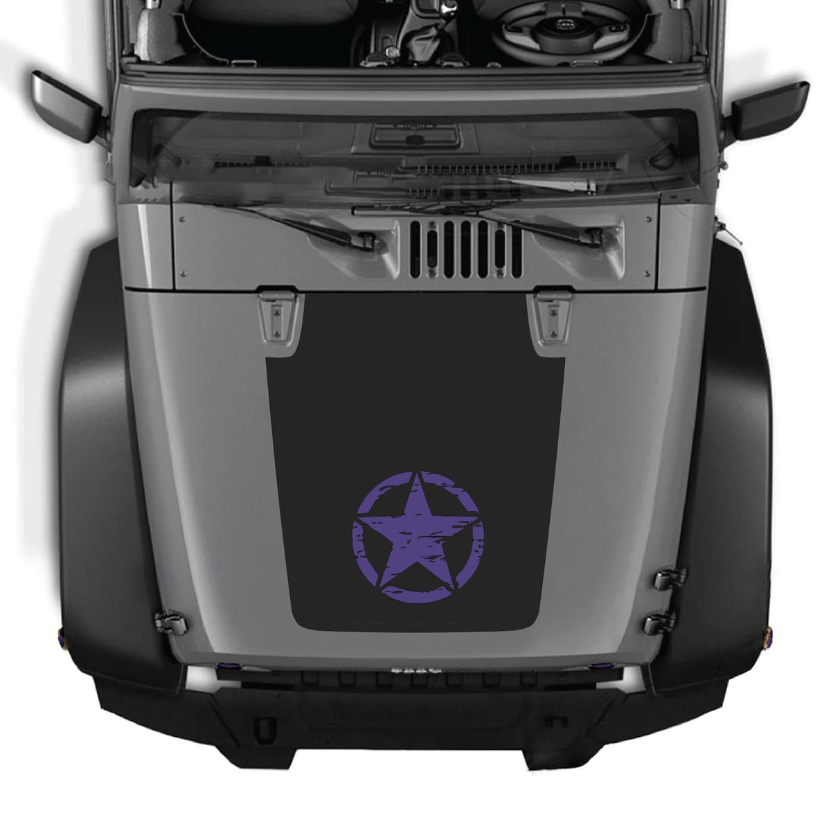 CarCode hood decal for Jeep Wrangler JK/JKU 2007-2018, Style #13, featuring bold black graphic on hood surface.