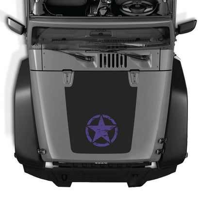 CarCode hood decal for Jeep Wrangler JK/JKU 2007-2018, Style #13, featuring bold black graphic on hood surface.