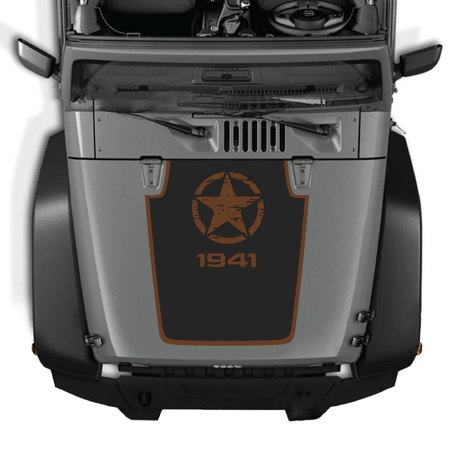 CarCode hood decal for Jeep Wrangler JK/JKU 2007-2018, Style #47, featuring bold graphic design on the vehicle's hood.