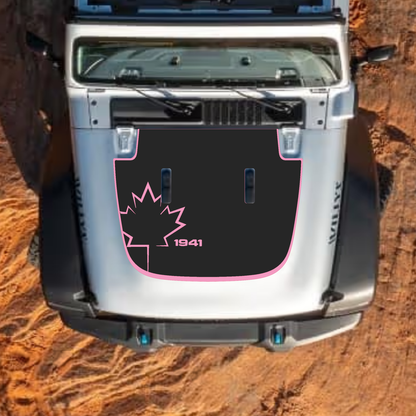 CarCode Jeep Wrangler JL Gladiator JT hood decal with stylish design, suitable for 2018+ models, enhances vehicle appearance.