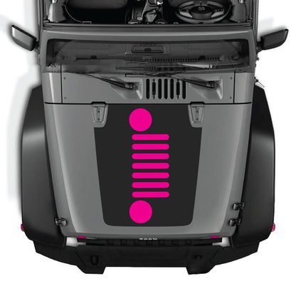 CarCode hood decal for Jeep Wrangler JK/JKU 2007-2018, style #51, black graphic design on hood surface.