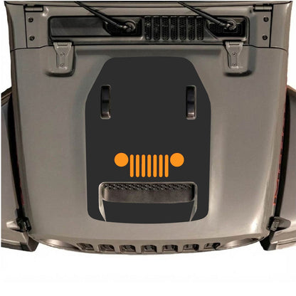 CarCode hood decal for Jeep Wrangler JL/JLU Rubicon 392 and JT Gladiator Mojave 2020-2026, style #50, shown on vehicle hood.
