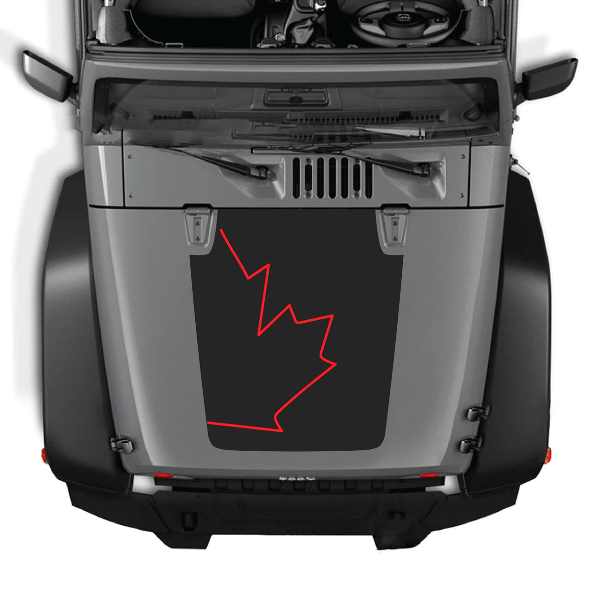 CarCode hood decal for Jeep Wrangler JK/JKU 2007-2018, style #07, featuring a bold graphic design on the vehicle's hood.