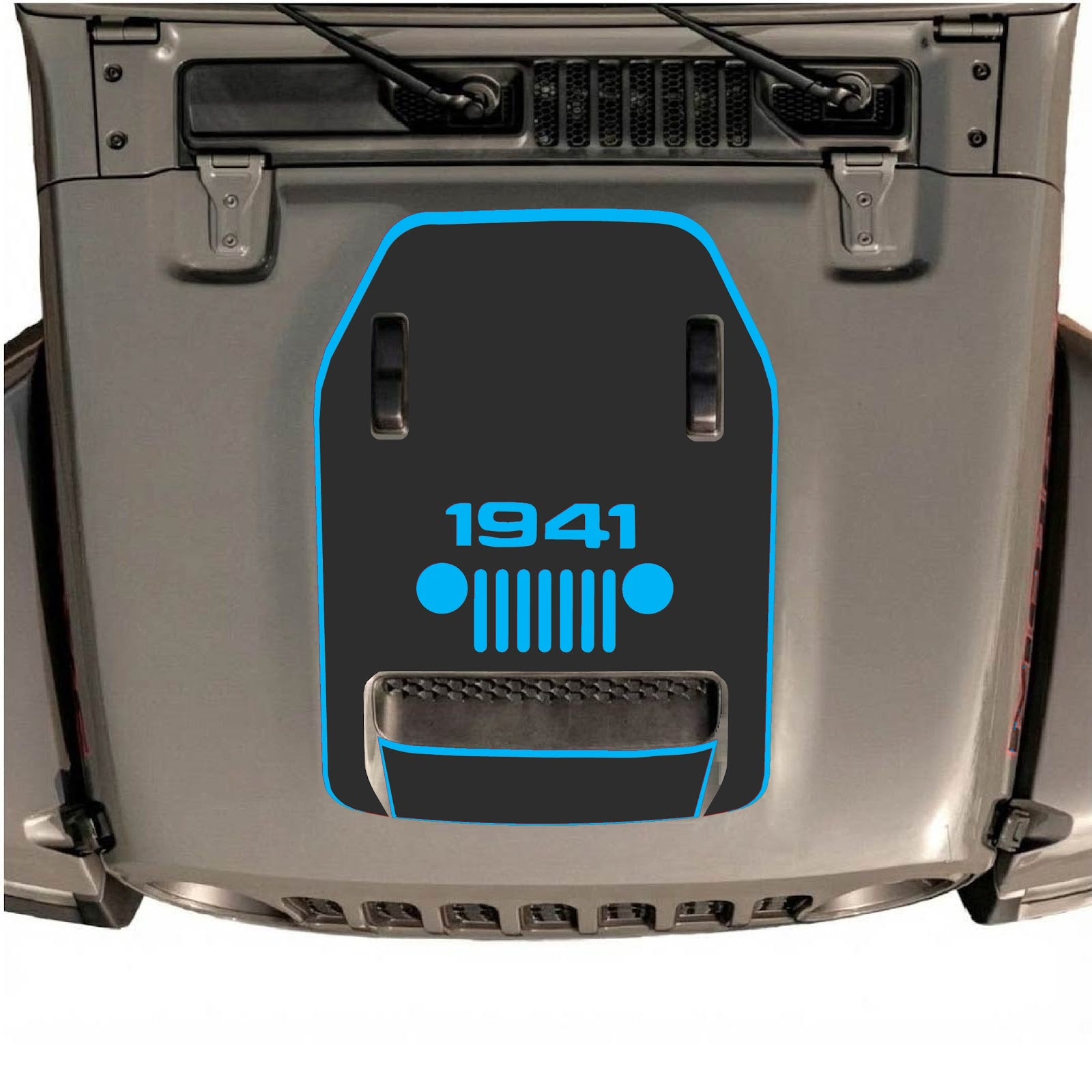 CarCode hood decal for Jeep Wrangler JL/JLU Rubicon 392 and JT Gladiator Mojave, style #47, shown on vehicle hood.
