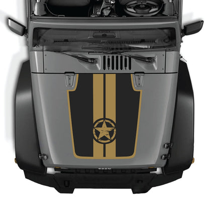 CarCode Jeep Wrangler JK/JKU hood decal Style #42 in black, featuring bold graphic design on the vehicle's hood.