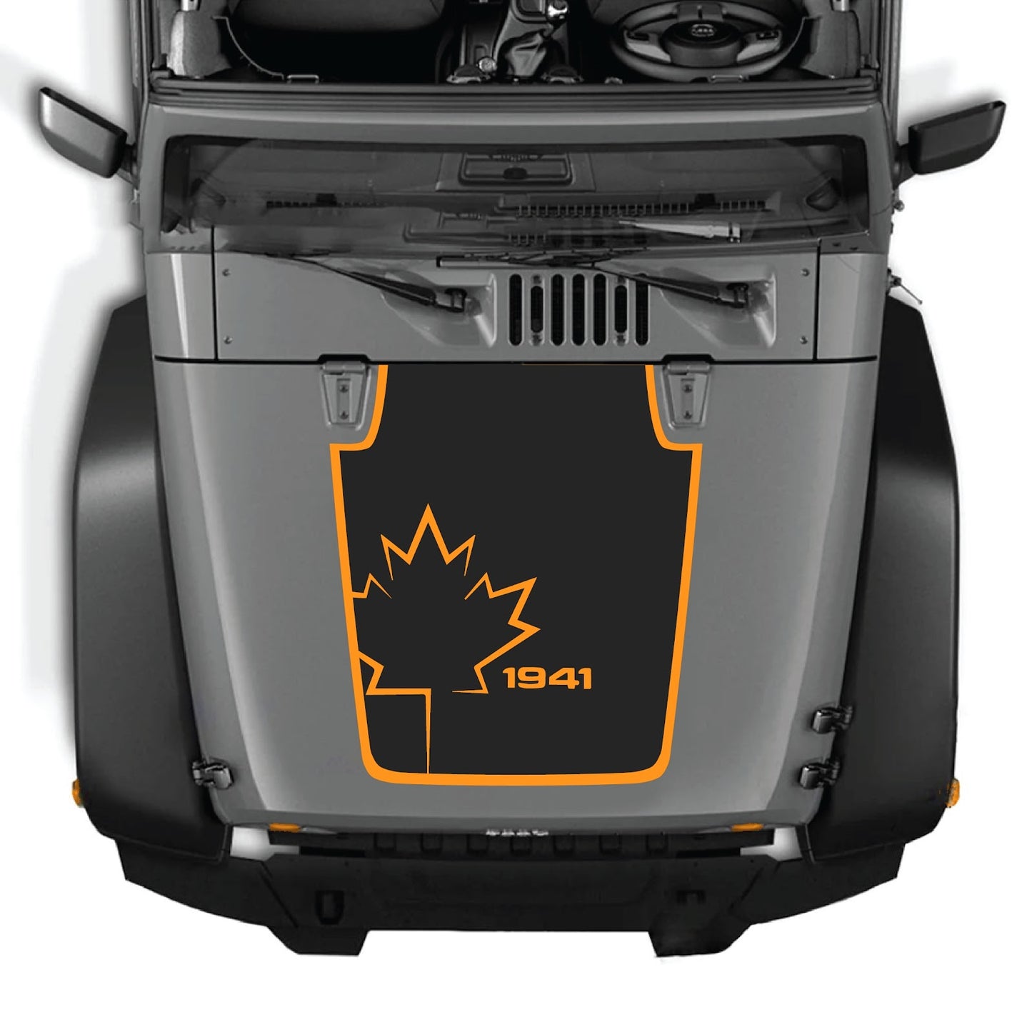 CarCode hood decal for Jeep Wrangler JK/JKU 2007-2018, style #18, featuring a stylish design on the vehicle's hood.