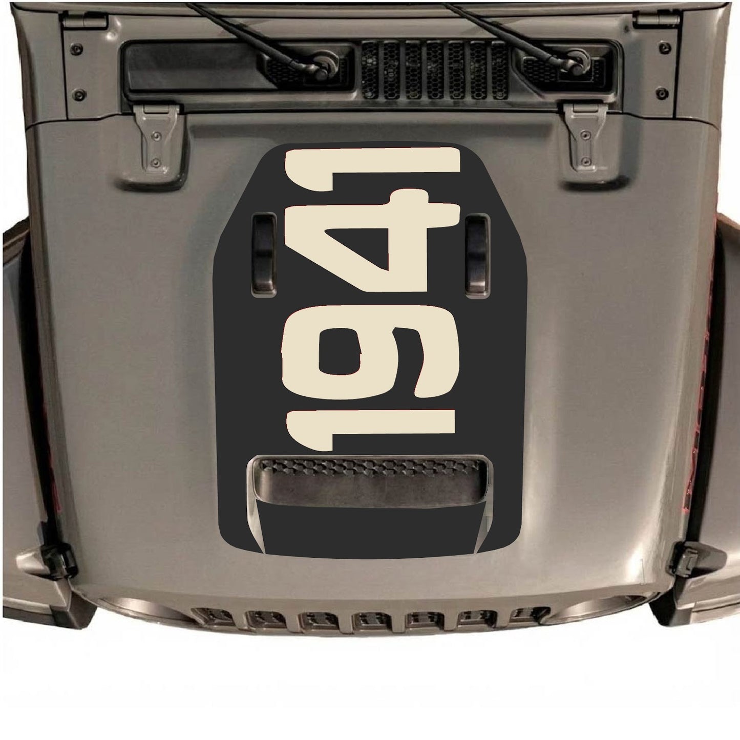 CarCode hood decal for Jeep Wrangler JL/JLU Rubicon 392 and JT Gladiator Mojave, style #02, featuring bold design on vehicle hood.