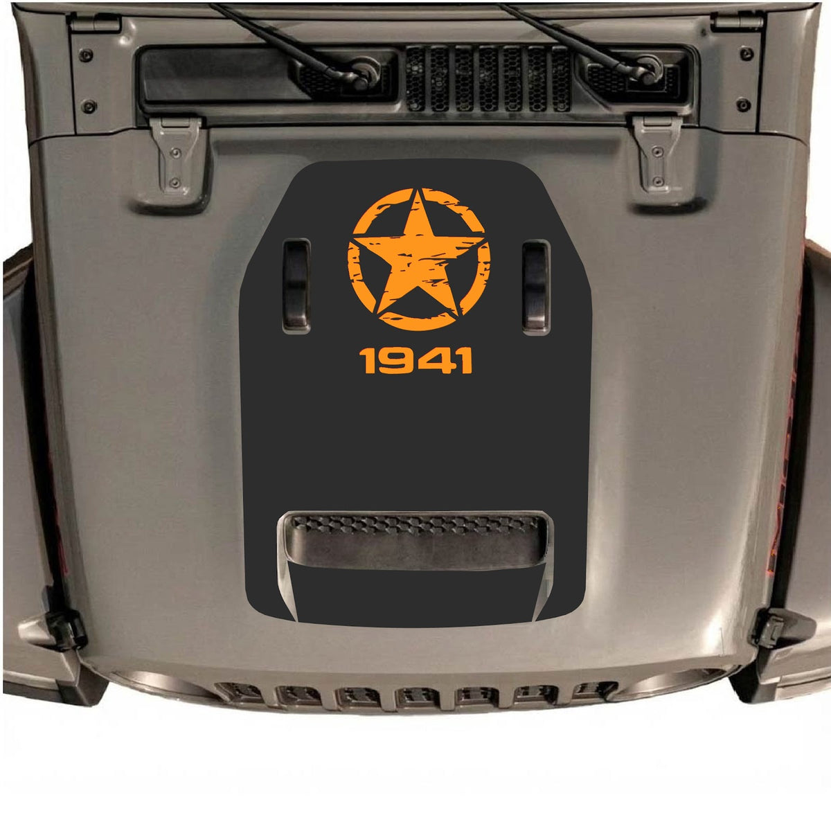 Autocollant de capot CarCode pour Jeep Wrangler JL/JLU Rubicon 392 et JT Gladiator Mojave, style #38, visible sur le capot du véhicule.