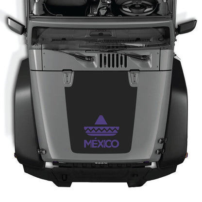 CarCode hood decal for Jeep Wrangler JK/JKU 2007-2018, style #33, shown on vehicle's hood in the image.
