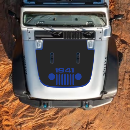 CarCode hood decal for Jeep Wrangler JL JLU Gladiator JT, stylish #66 design on standard hood, 2018+ model vehicle graphics