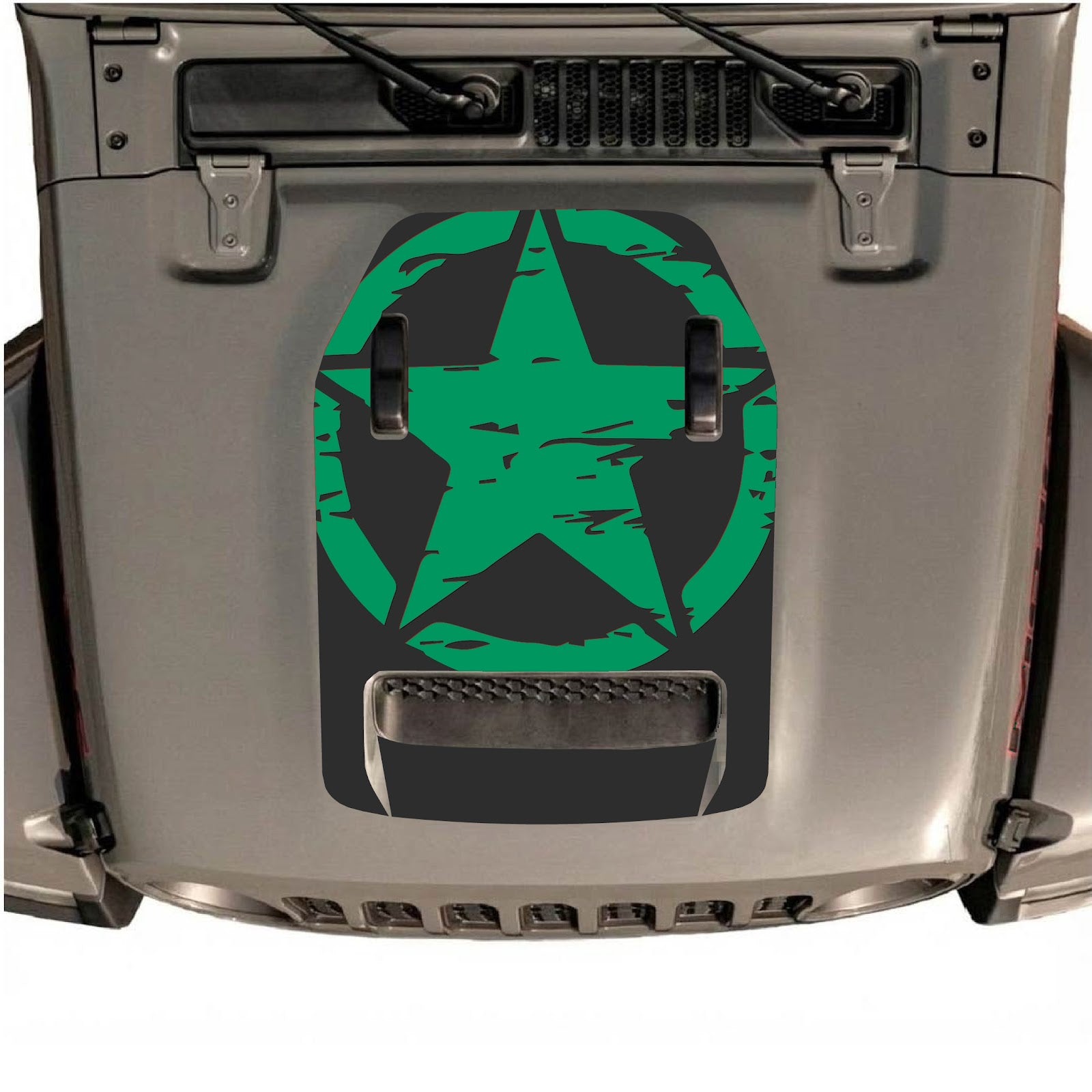 CarCode hood decal for Jeep Wrangler JL/JLU Rubicon 392 and Gladiator Mojave, stylish design on vehicle hood.
