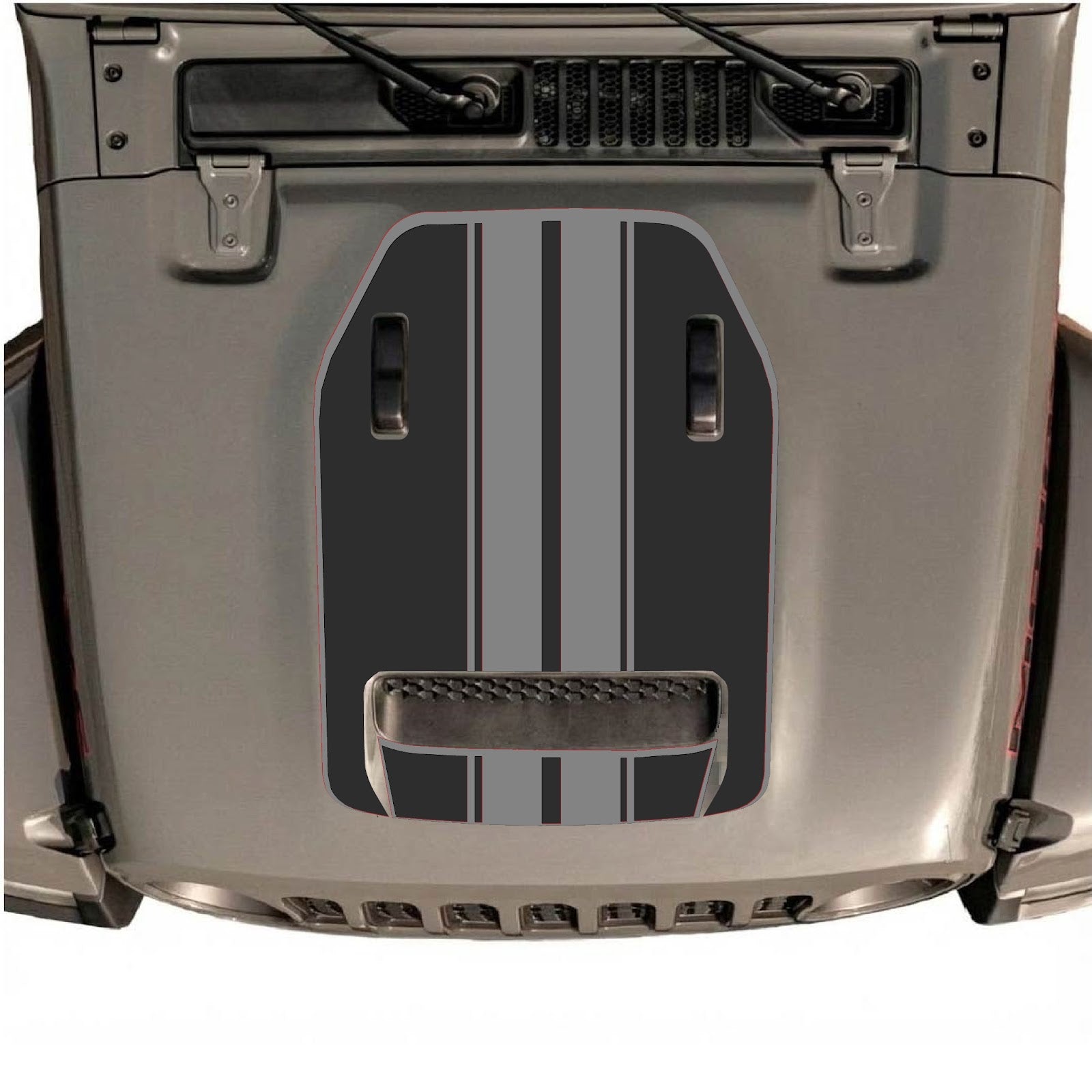 CarCode hood decal for Jeep Wrangler JL/JLU Rubicon 392 and JT Gladiator Mojave 2020-2026, featuring Style #11 design on vehicle hood