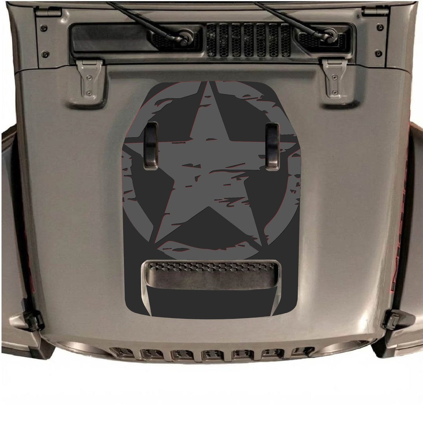 CarCode hood decal for Jeep Wrangler JL/JLU Rubicon 392 and JT Gladiator Mojave, style #36, shown on vehicle's hood.