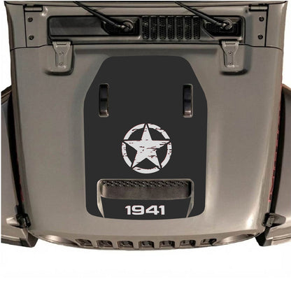 CarCode autocollant de capot pour Jeep Wrangler JL/JLU Rubicon 392 et JT Gladiator Mojave, style #44, motif graphique noir et gris sur le capot