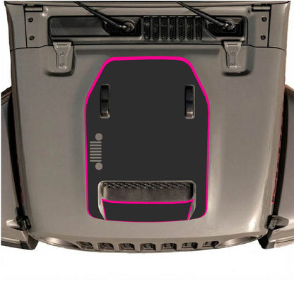 CarCode hood decal for Jeep Wrangler JL/JLU Rubicon 392 and JT Gladiator Mojave 2020-2026, style #95, shown on vehicle hood.