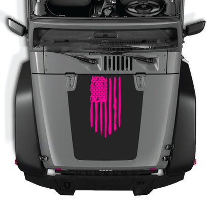 CarCode Jeep Wrangler JK/JKU hood decal style 03, black graphic design on vehicle hood, fits 2007-2018 models