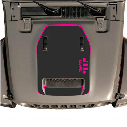 CarCode hood decal for Jeep Wrangler JL/JLU Rubicon 392 and JT Gladiator Mojave, stylish decal applied to vehicle hood.