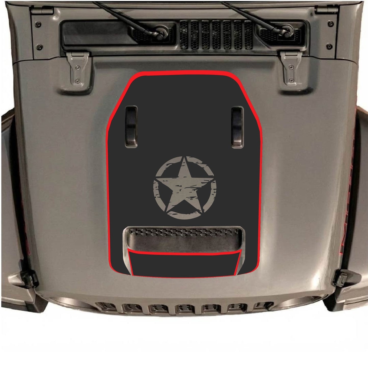 CarCode hood decal for Jeep Wrangler JL/JLU Rubicon 392 and JT Gladiator Mojave 2020-2026, stylish design on the vehicle's hood