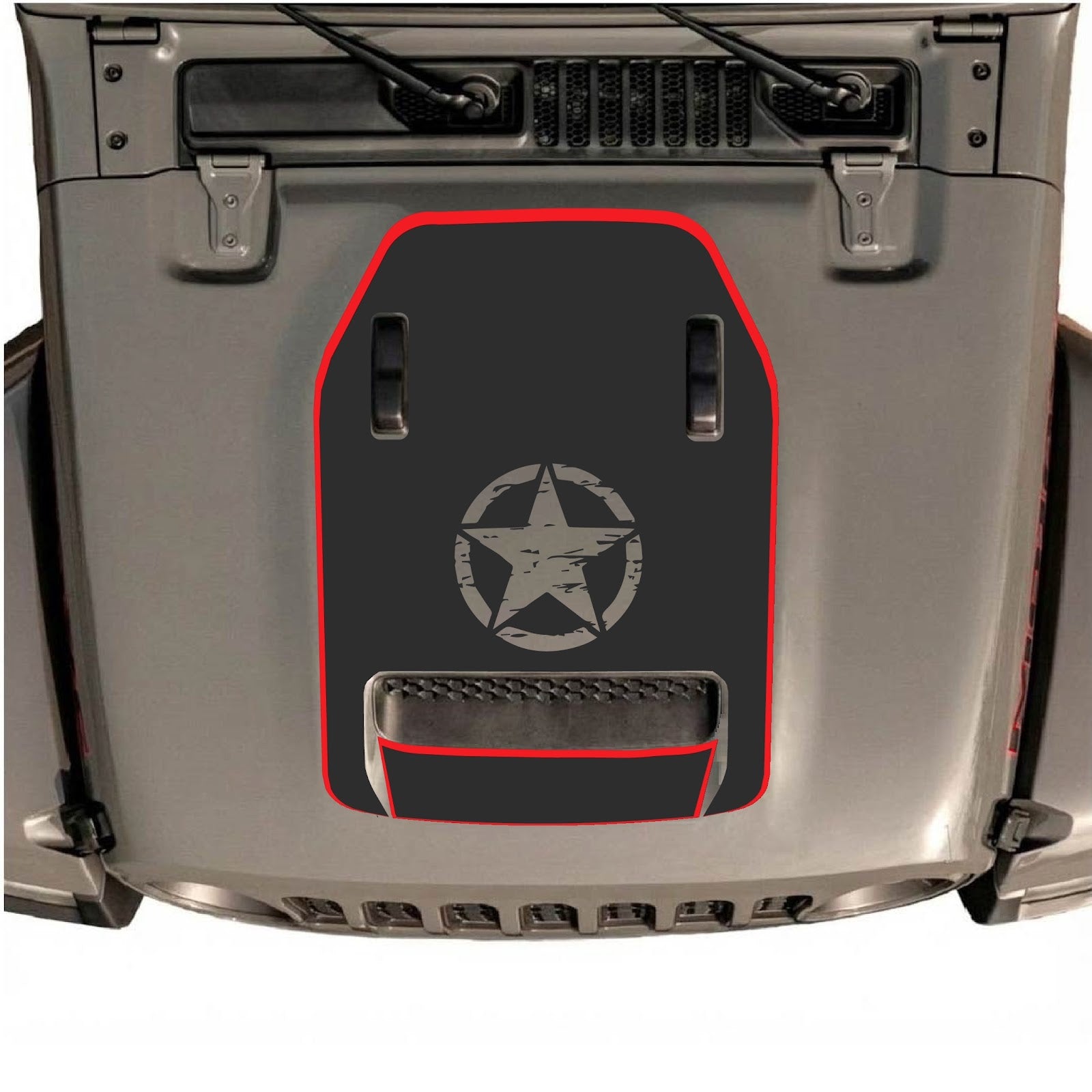 CarCode hood decal for Jeep Wrangler JL/JLU Rubicon 392 and JT Gladiator Mojave 2020-2026, stylish design on the vehicle's hood