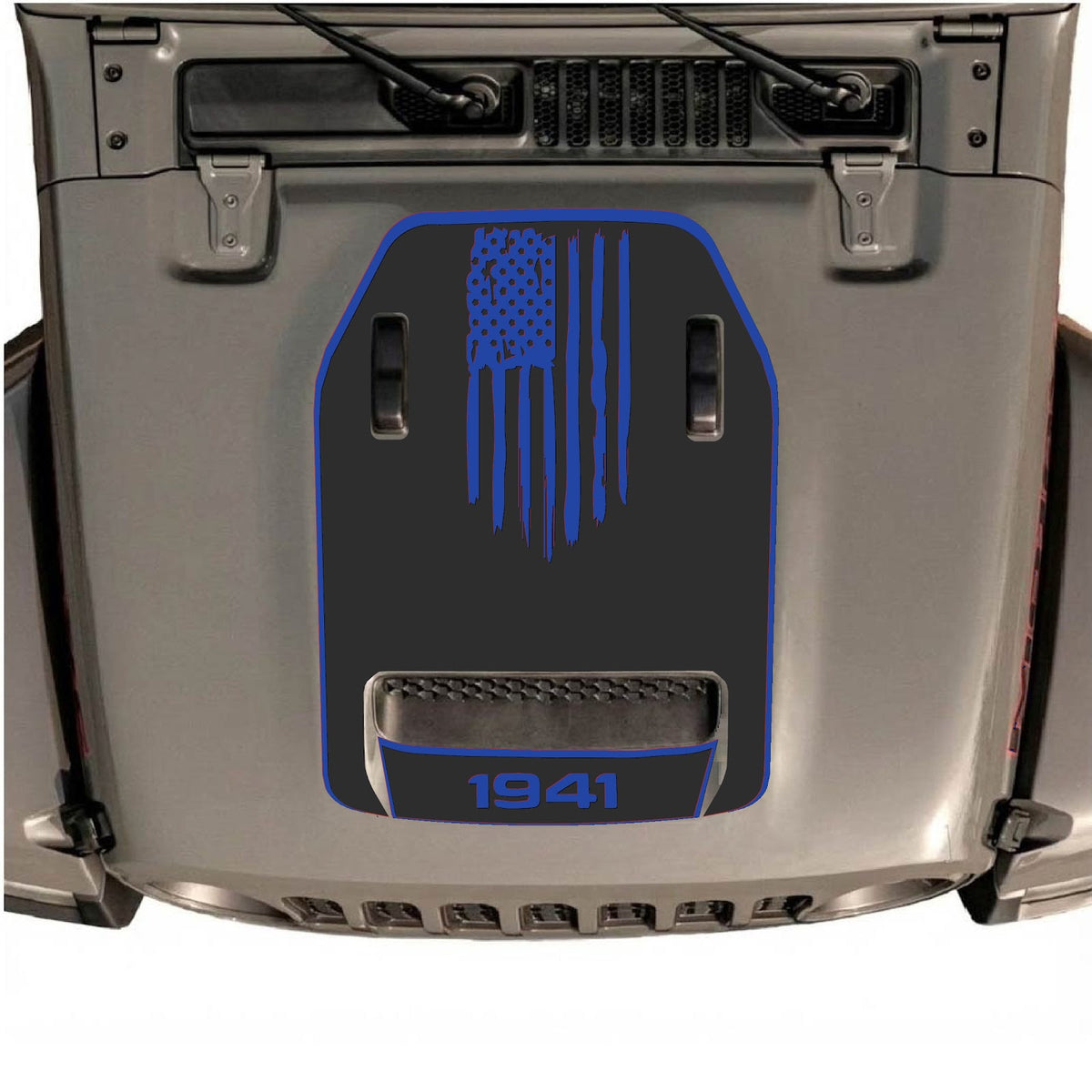 CarCode hood decal for Jeep Wrangler JL/JLU Rubicon 392 and JT Gladiator Mojave 2020-2026, style #29, shown on vehicle hood.