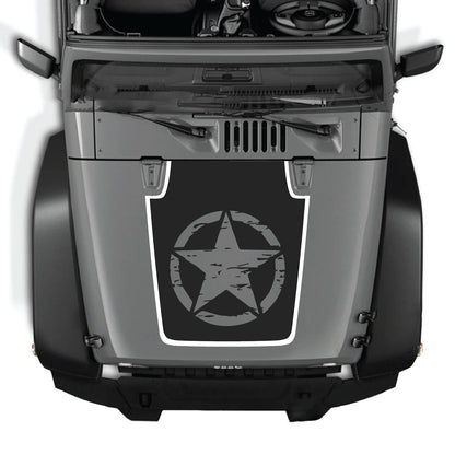 Jeep Wrangler JK/JKU hood decal by CarCode, style #78, black and white graphic design on vehicle hood for 2007-2018 models.