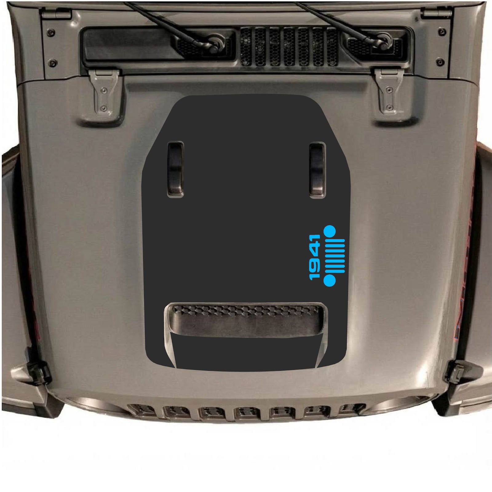 CarCode hood decal for Jeep Wrangler JL/JLU Rubicon 392 and JT Gladiator Mojave 2020-2026, style #56, shown on vehicle hood.