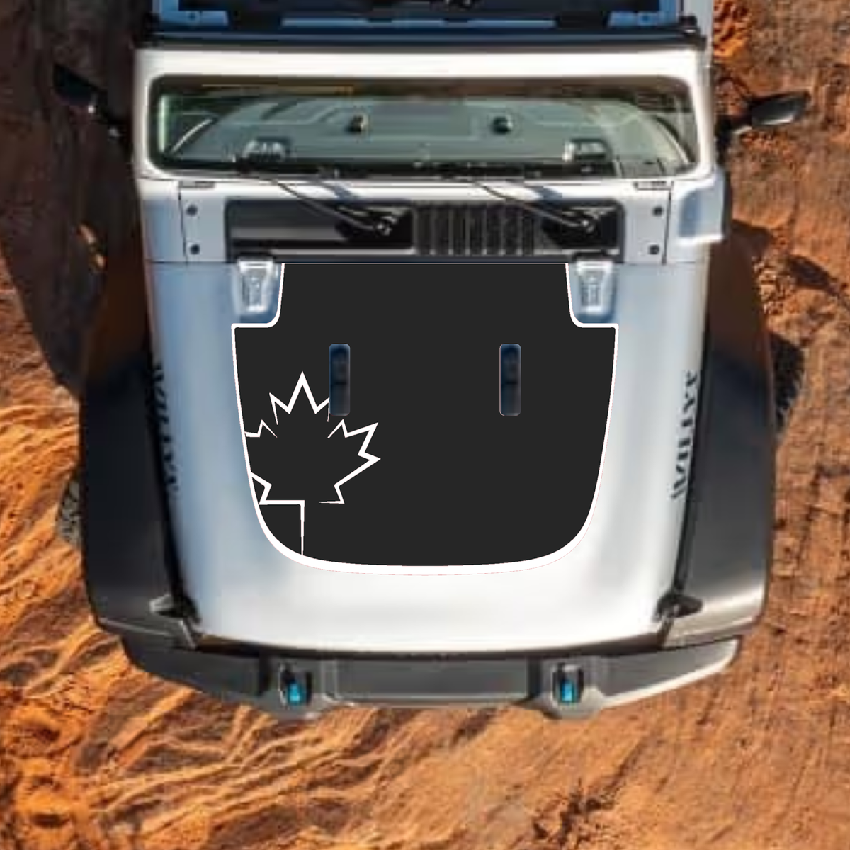 Jeep Wrangler JL or Gladiator JT hood decal by CarCode, stylish graphic design for 2018+ models, vehicle customization.