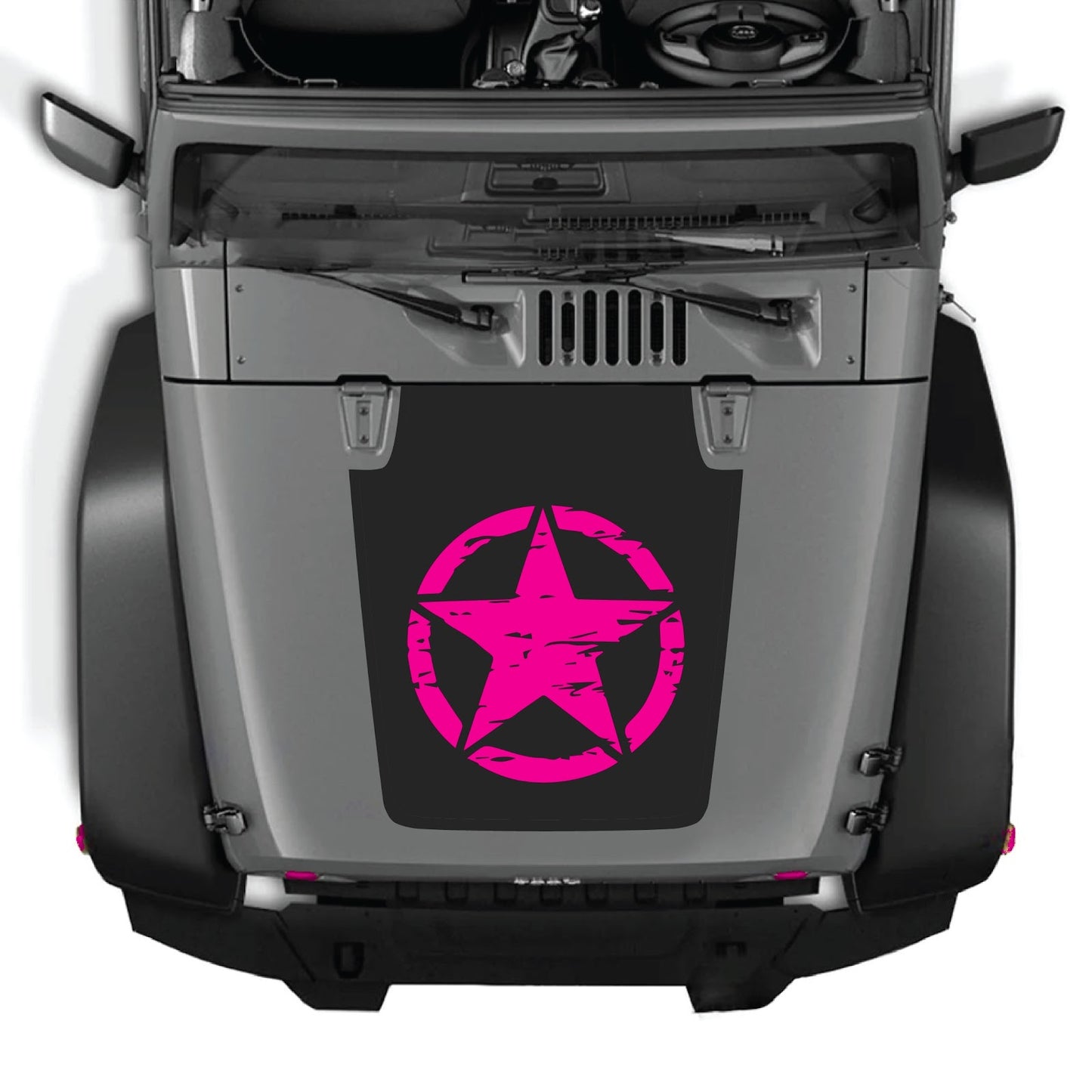 CarCode Jeep Wrangler JK/JKU 2007-2018 hood decal in style #25, black and gray graphic design on vehicle hood