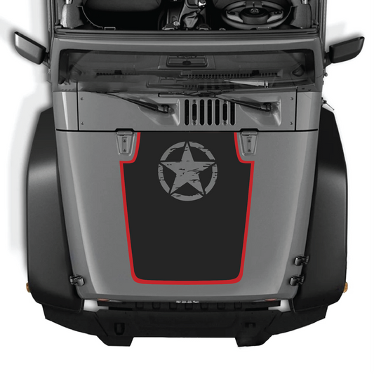 CarCode hood decal for Jeep Wrangler JK/JKU 2007-2018, style #91, black and white design on vehicle hood