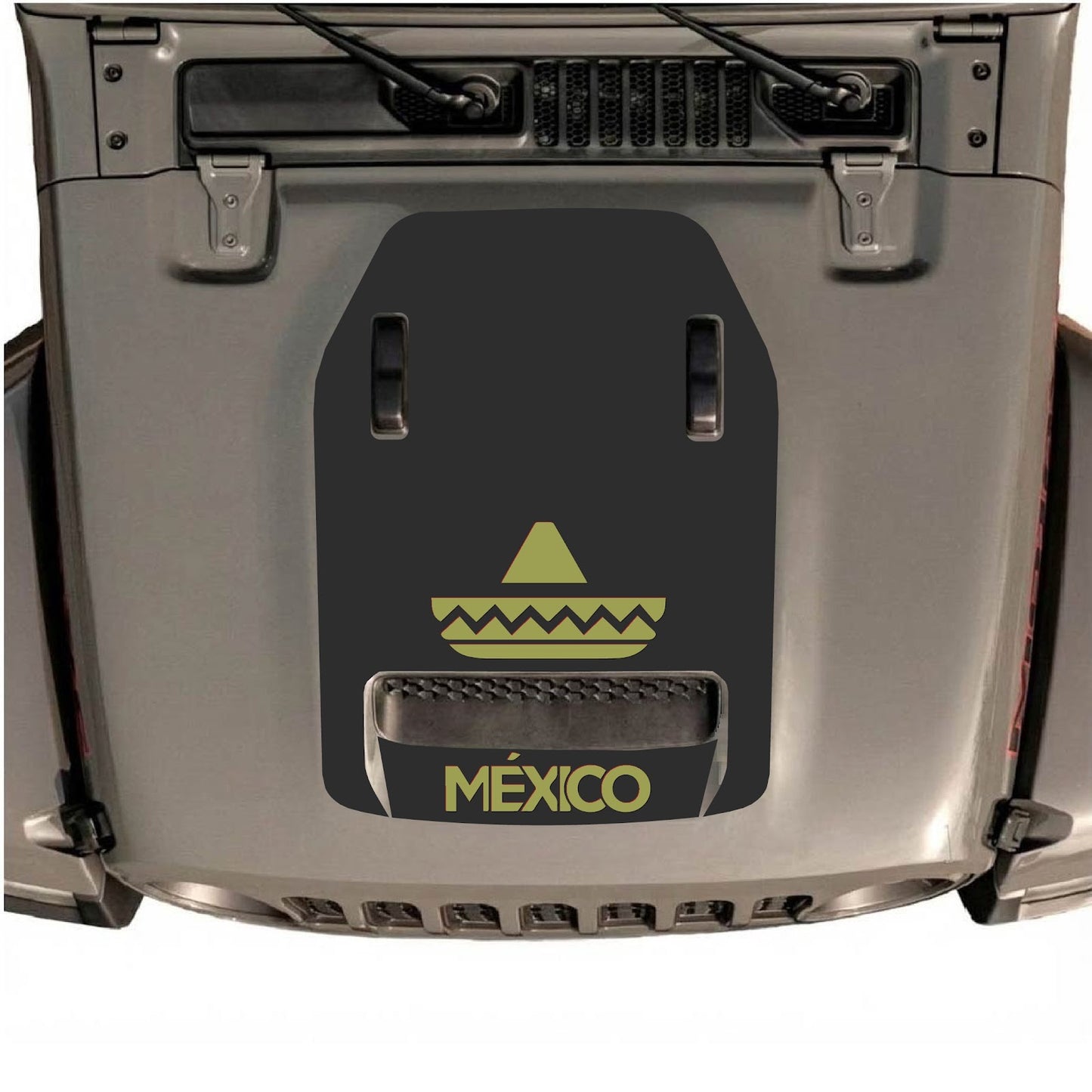 CarCode hood decal for Jeep Wrangler JL/JLU Rubicon 392 and JT Gladiator Mojave, style #16, shown on vehicle hood.