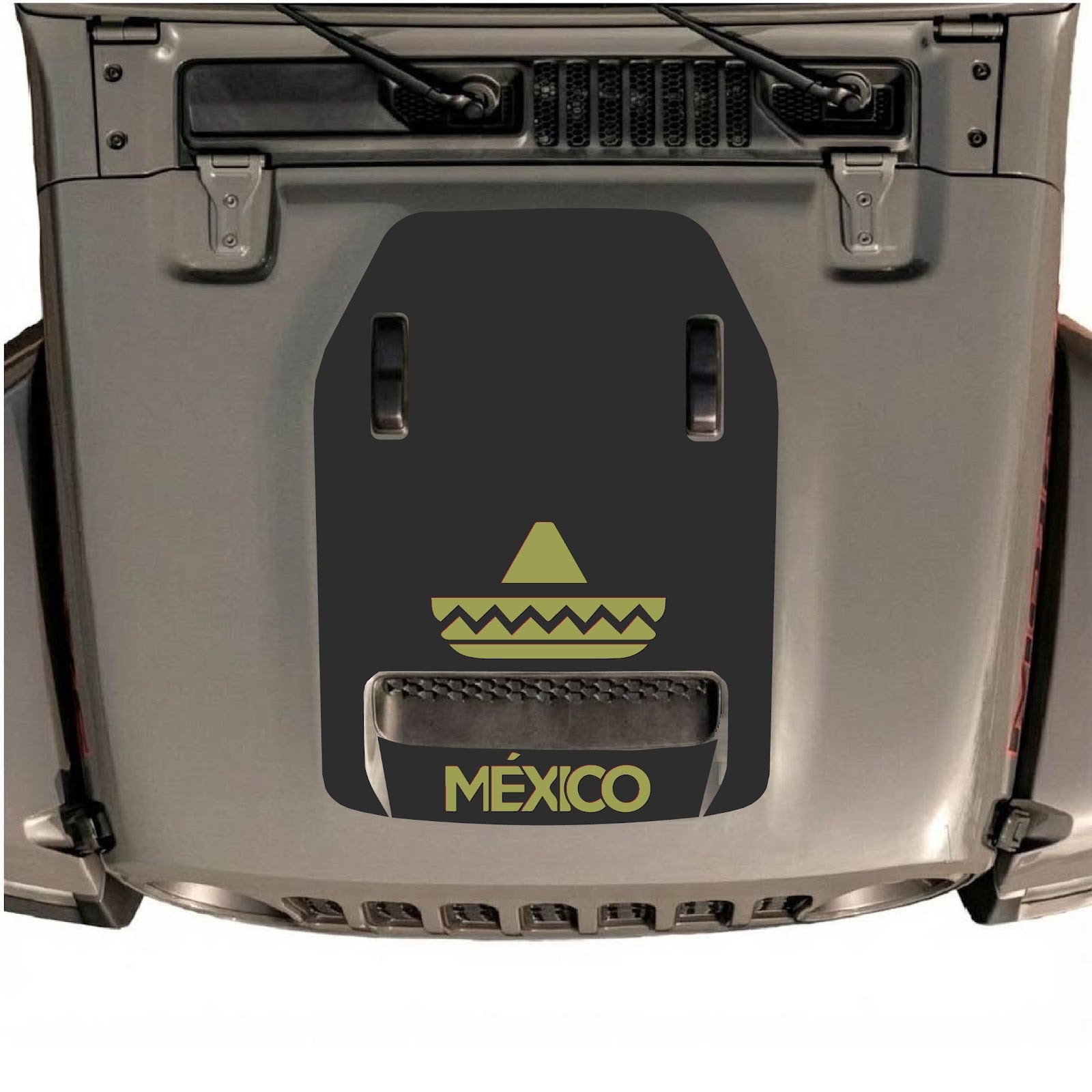 CarCode hood decal for Jeep Wrangler JL/JLU Rubicon 392 and JT Gladiator Mojave, style #16, shown on vehicle hood.