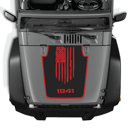 CarCode Jeep Wrangler JK/JKU hood decal style #06, black graphic sticker for 2007-2018 Jeep Wrangler exterior customization