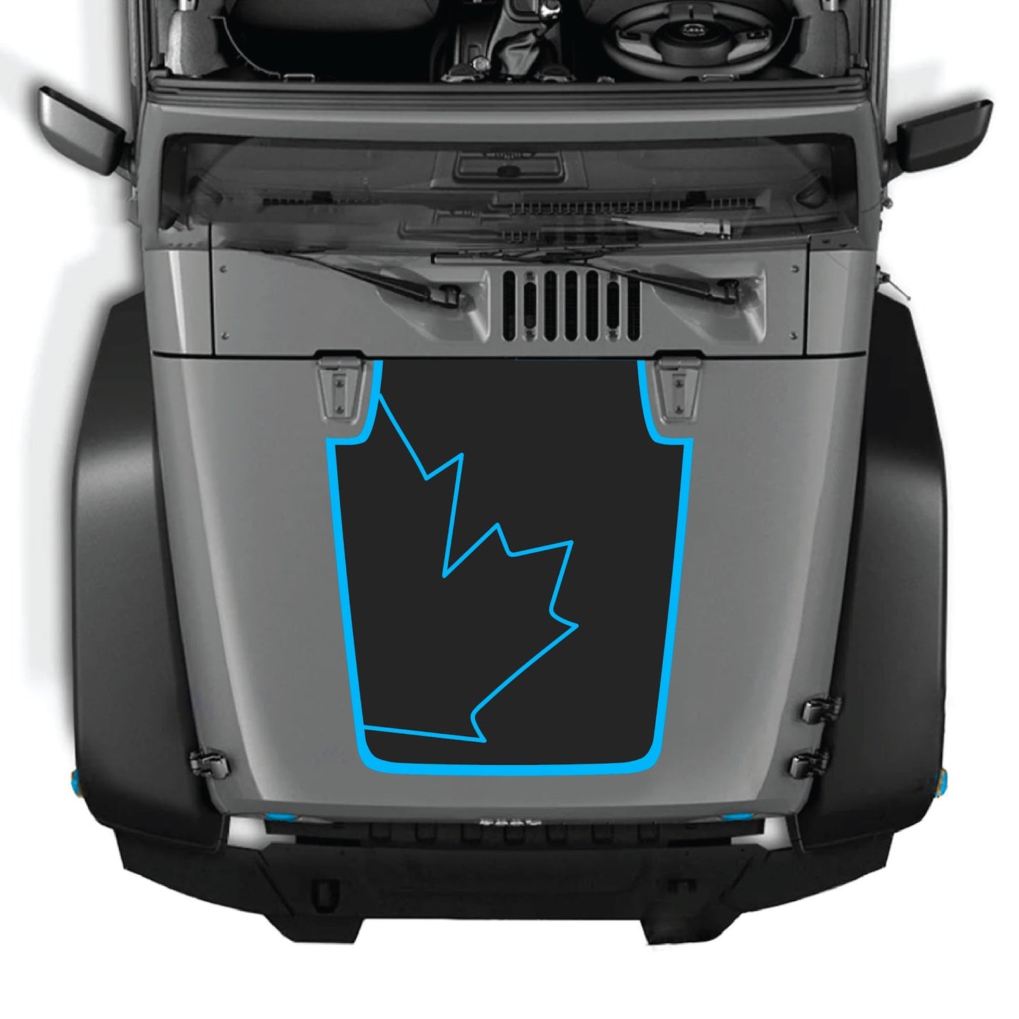 CarCode hood decal for Jeep Wrangler JK/JKU 2007-2018, style #15, featuring a sleek design on the vehicle's hood.