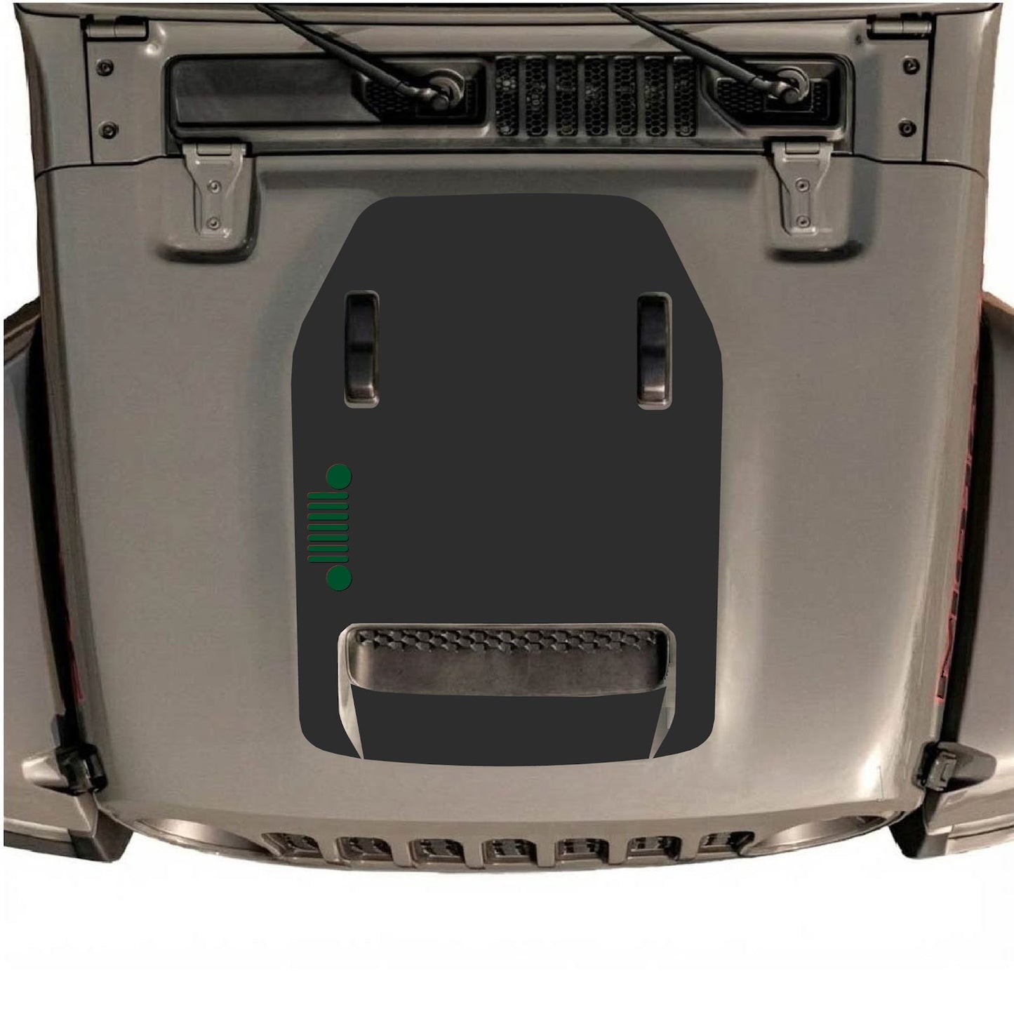 CarCode hood decal for Jeep Wrangler JL/JLU Rubicon 392 and JT Gladiator Mojave 2020-2026, style #54, shown on vehicle hood.