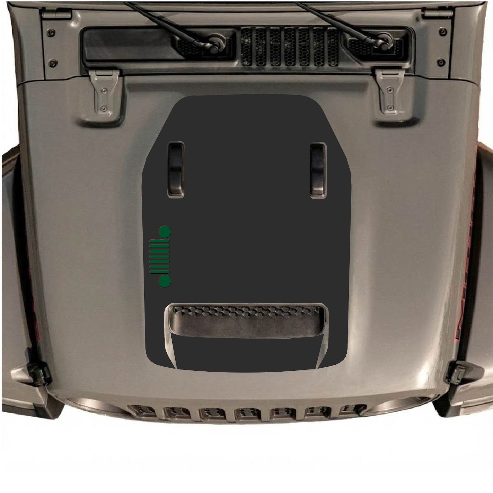 CarCode hood decal for Jeep Wrangler JL/JLU Rubicon 392 and JT Gladiator Mojave 2020-2026, style #54, shown on vehicle hood.