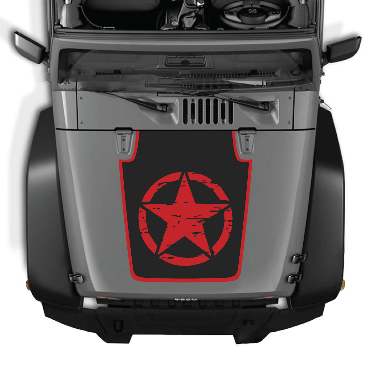 CarCode Jeep Wrangler JK/JKU hood decal style #29, black graphic sticker for 2007-2018 Jeep Wrangler exterior decoration