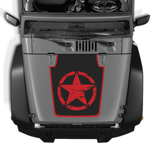 CarCode Jeep Wrangler JK/JKU hood decal style #29, black graphic sticker for 2007-2018 Jeep Wrangler exterior decoration