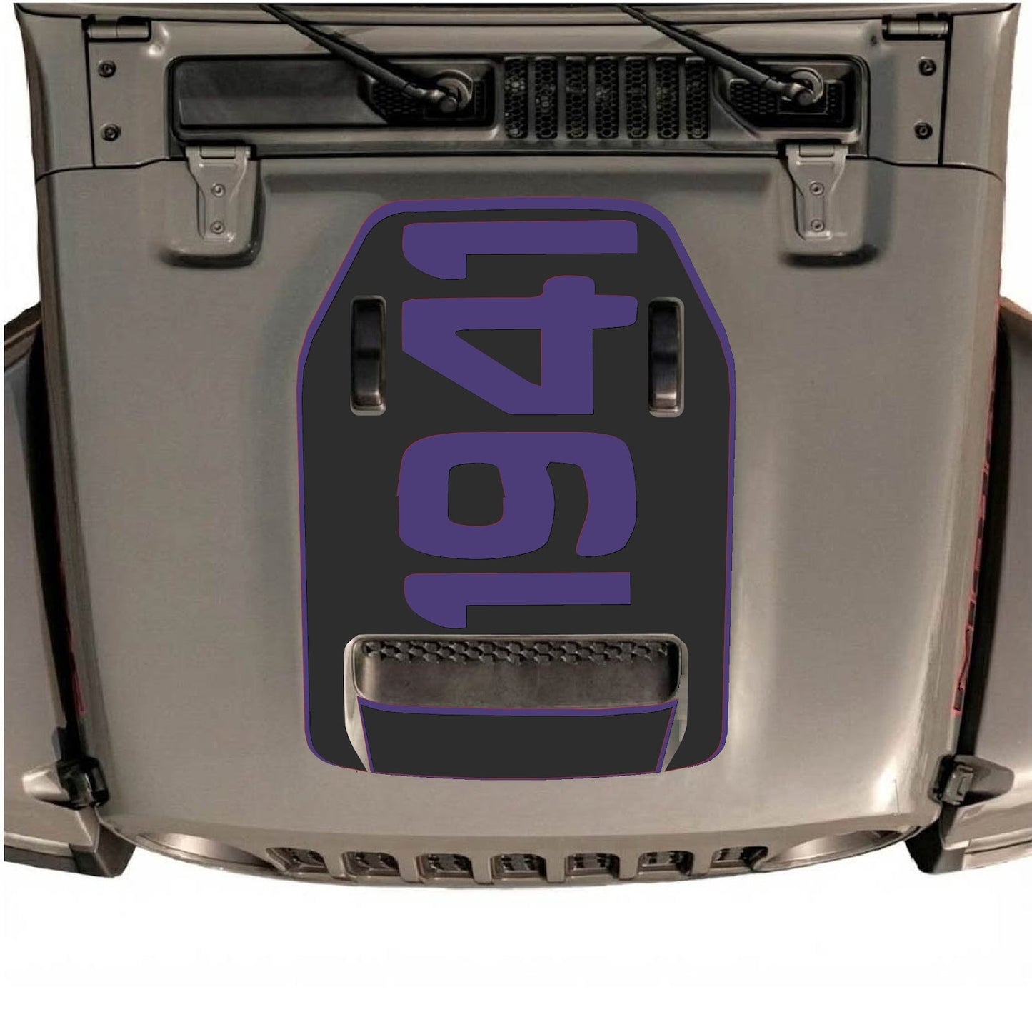 CarCode hood decal for Jeep Wrangler JL/JLU Rubicon 392 and JT Gladiator Mojave 2020-2026, style #01, shown on vehicle hood.