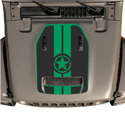 CarCode hood decal for Jeep Wrangler JL/JLU Rubicon 392 and JT Gladiator Mojave 2020-2026, style #09, shown on vehicle hood.