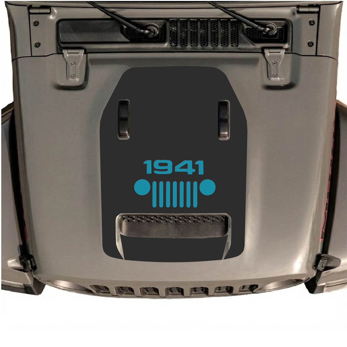 CarCode Jeep Wrangler JL/JLU Rubicon 392 and Gladiator Mojave hood decal, stylish graphic design on vehicle hood.
