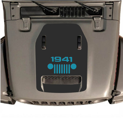 CarCode Jeep Wrangler JL/JLU Rubicon 392 and Gladiator Mojave hood decal, stylish graphic design on vehicle hood.