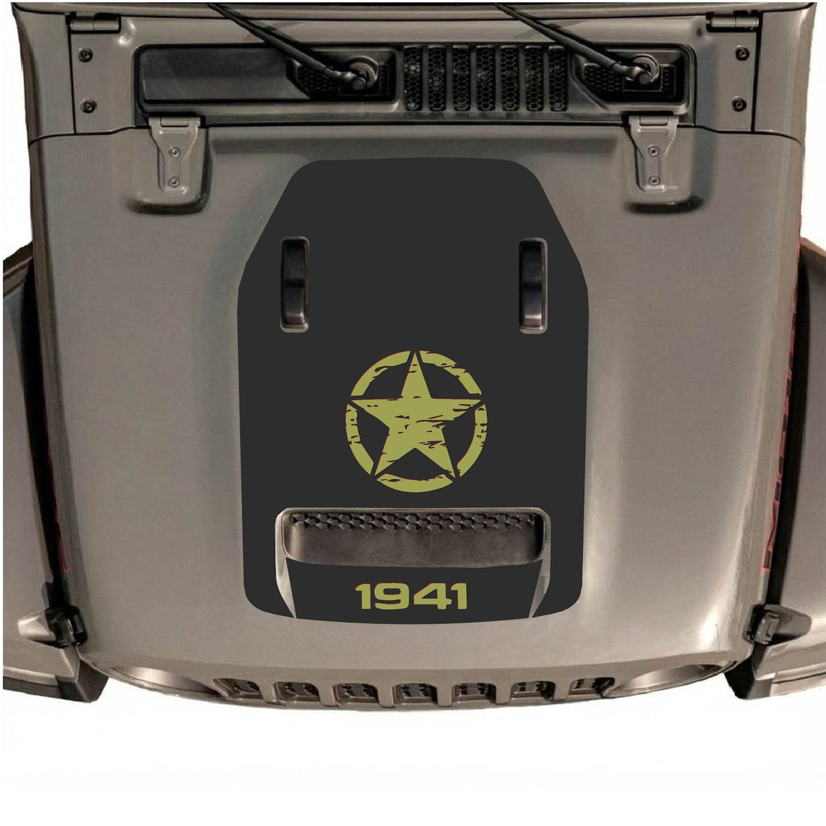 Autocollant de capot CarCode pour Jeep Wrangler JL/JLU Rubicon 392 et JT Gladiator Mojave, style #44, avec design graphique audacieux.