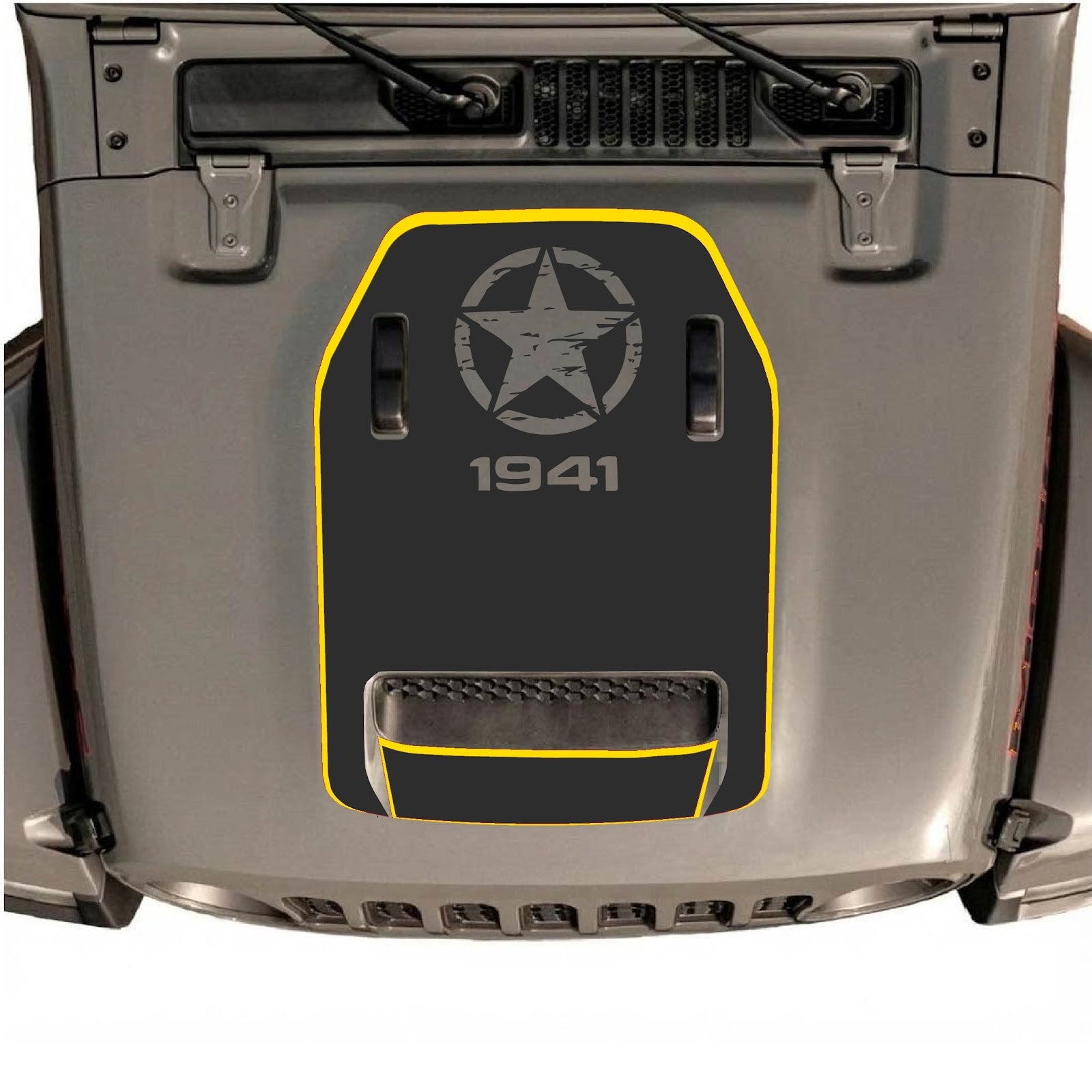 CarCode hood decal for Jeep Wrangler JL/JLU Rubicon 392 and JT Gladiator Mojave 2020-2026, stylish automotive decal design.