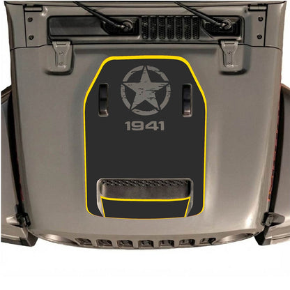 CarCode hood decal for Jeep Wrangler JL/JLU Rubicon 392 and JT Gladiator Mojave 2020-2026, stylish automotive decal design.