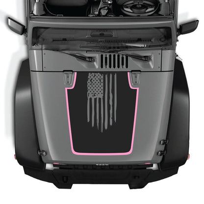 CarCode hood decal for Jeep Wrangler JK/JKU 2007-2018, style #67, black graphic applied to vehicle hood.