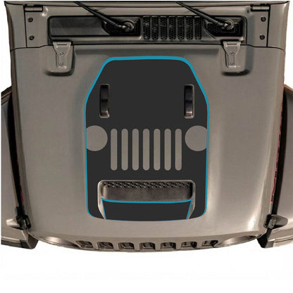 Jeep Wrangler JL/JLU Rubicon 392 and JT Gladiator Mojave hood decal by CarCode, Style #69, featuring bold black and gray design.