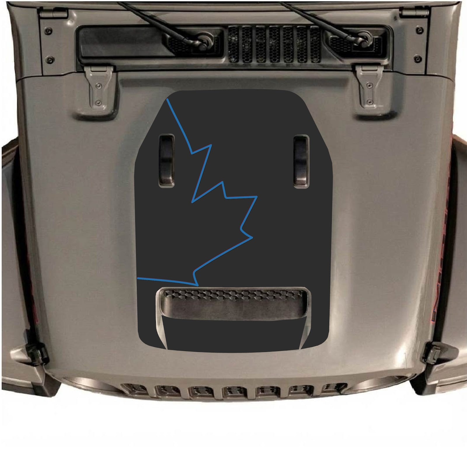 CarCode hood decal for Jeep Wrangler JL/JLU Rubicon 392 and JT Gladiator Mojave, style #28, shown on vehicle hood.