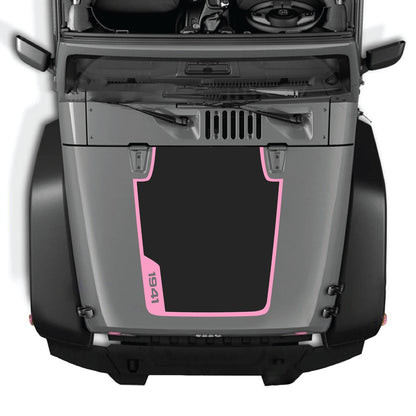 Jeep Wrangler JK/JKU hood decal by CarCode, style #86, black graphic design applied to the vehicle's hood